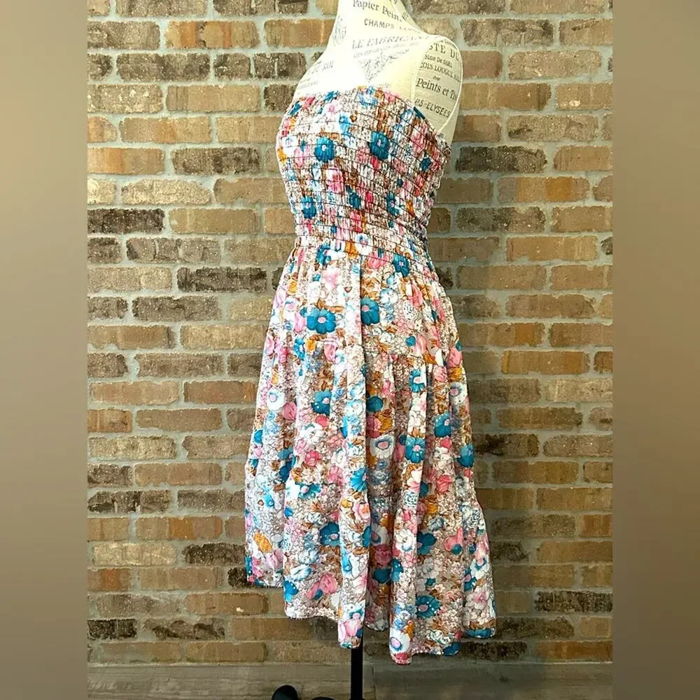 Girls smocked floral sleeveless midi dress no brand size 12